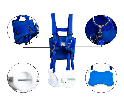 Gaffer Sportfishing Fishing Shoulder Harness with Fighting Belt - Offshore Fishing Rod Holder - Blue